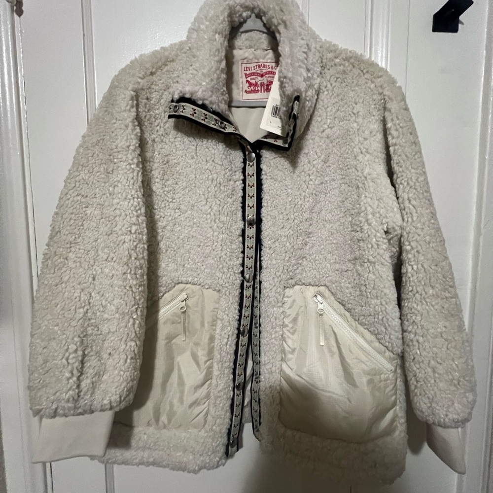Levi's Women's Off-White Teddy Jacket Small NWT